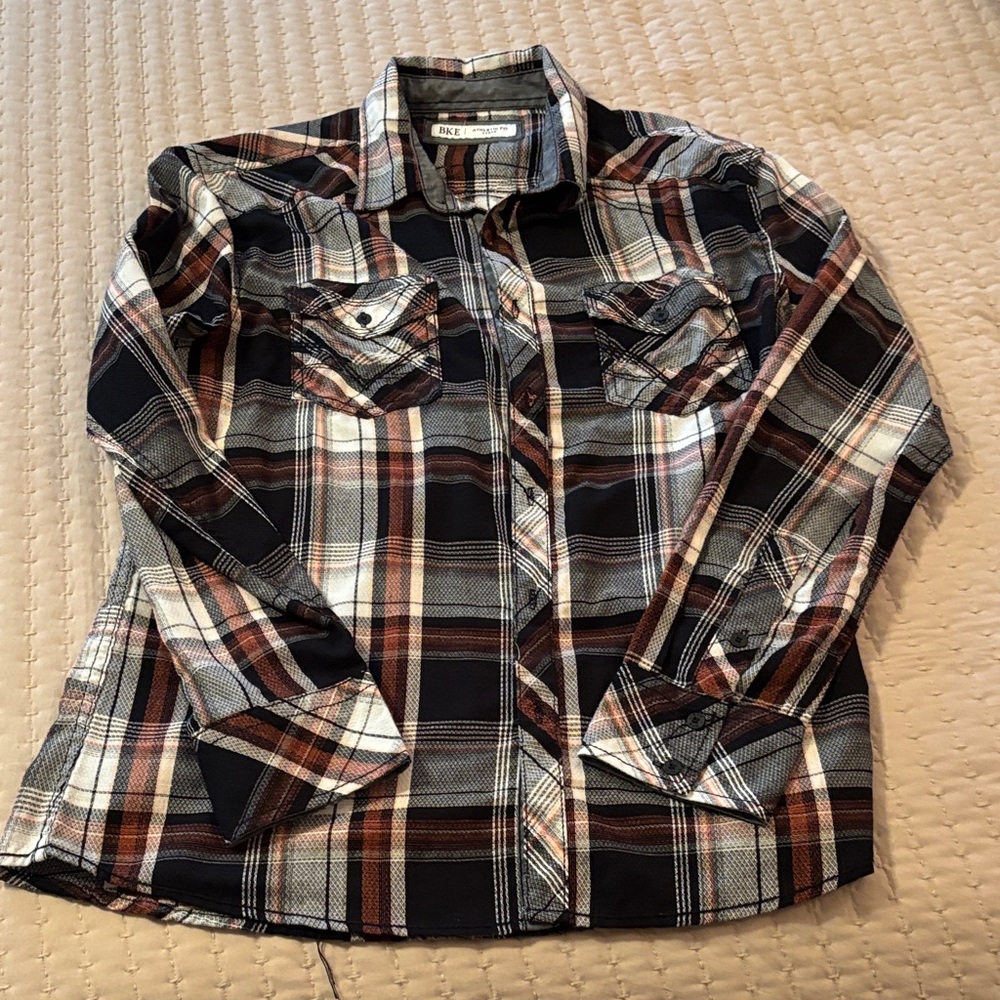 BKE Men's Plaid Button-Down Shirt